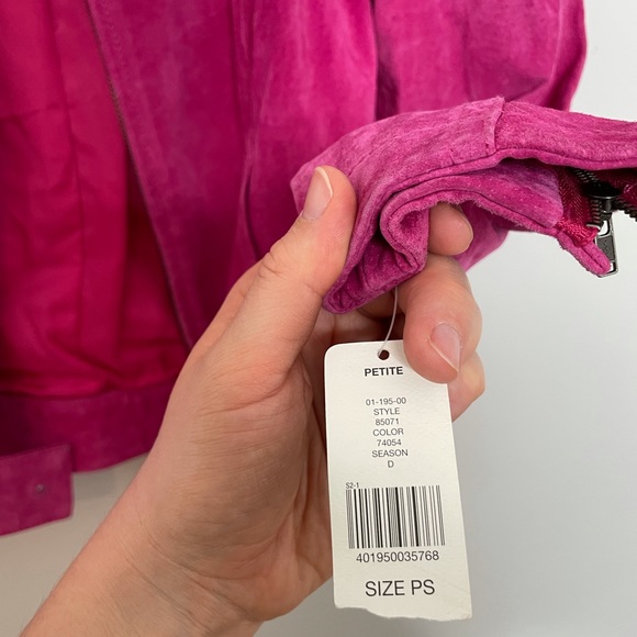 NWT hot pink Moto leather jacket zip up petite small - Picture 13 of 13